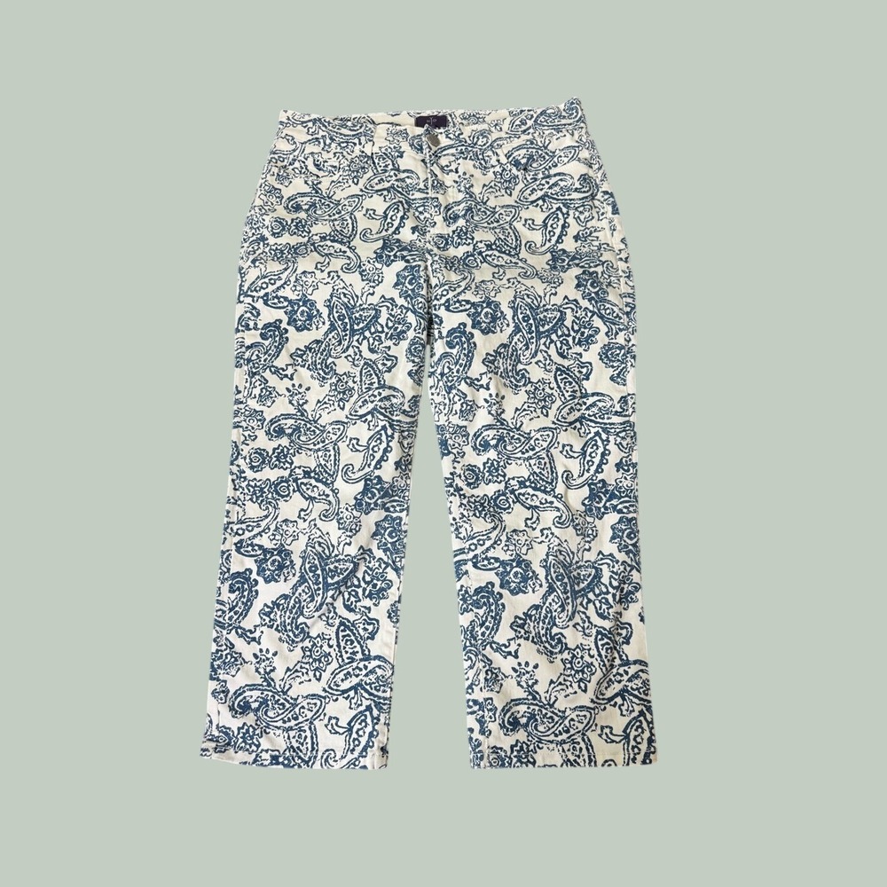 NYDJ White and Blue Paisley Chinos